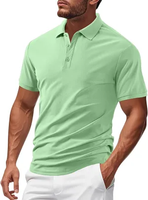 Golf Shirts for Men Performance Short Sleeve Sports Tactical T-Shirt Athletic Moisture Wicking Gym Tees Workout Tops