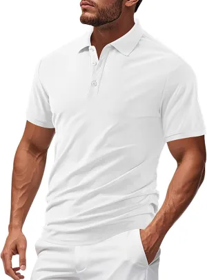 Golf Shirts for Men Performance Short Sleeve Sports Tactical T-Shirt Athletic Moisture Wicking Gym Tees Workout Tops