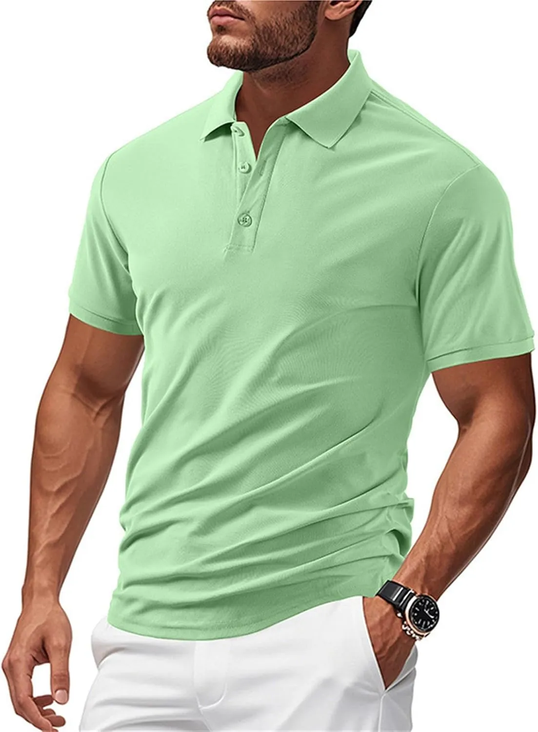 Golf Shirts for Men Performance Short Sleeve Sports Tactical T-Shirt Athletic Moisture Wicking Gym Tees Workout Tops