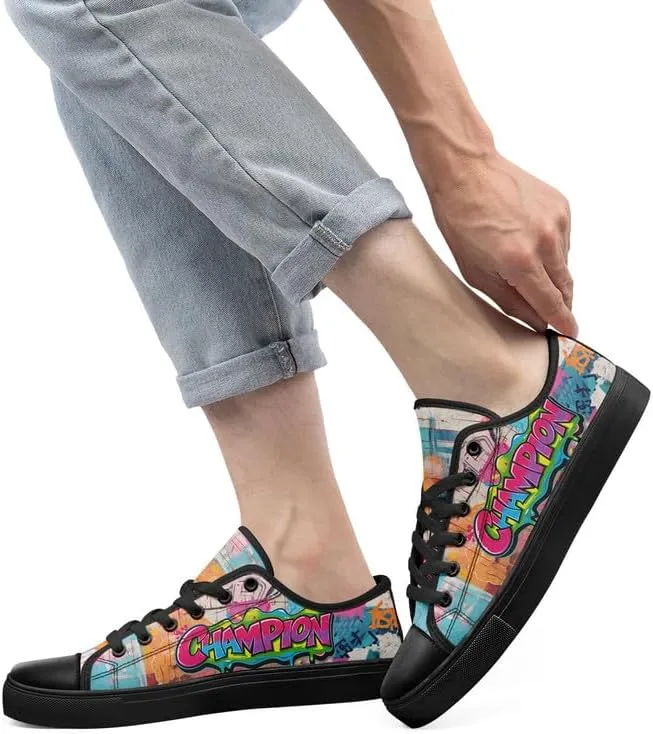 Graffiti Art Low Top Canvas Sneakers Fashion Unisex Streetwear Shoes for Boys Girls Lightweight Casual Footwear