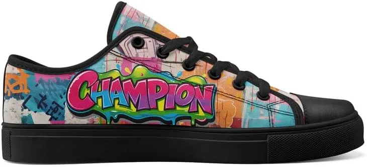 Graffiti Art Low Top Canvas Sneakers Fashion Unisex Streetwear Shoes for Boys Girls Lightweight Casual Footwear