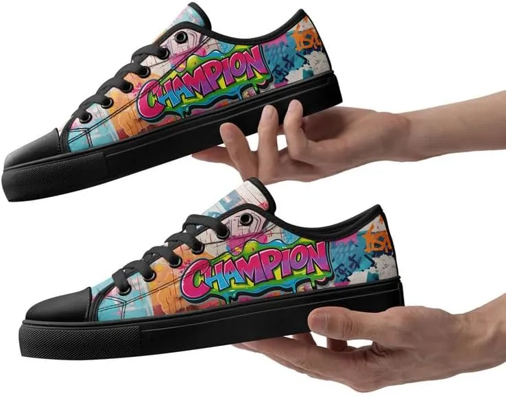 Graffiti Art Low Top Canvas Sneakers Fashion Unisex Streetwear Shoes for Boys Girls Lightweight Casual Footwear