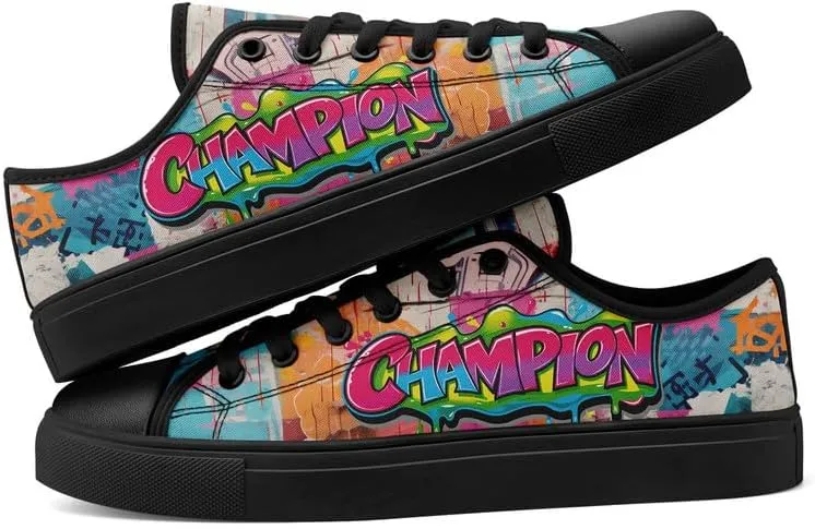 Graffiti Art Low Top Canvas Sneakers Fashion Unisex Streetwear Shoes for Boys Girls Lightweight Casual Footwear