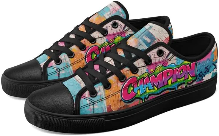 Graffiti Art Low Top Canvas Sneakers Fashion Unisex Streetwear Shoes for Boys Girls Lightweight Casual Footwear