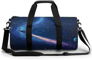 Gym Bag 17in for Men Women, Waterproof Foldable Sports Organizer, Durable Workout Travel Duffle Bag, Space Exploration Journey-53