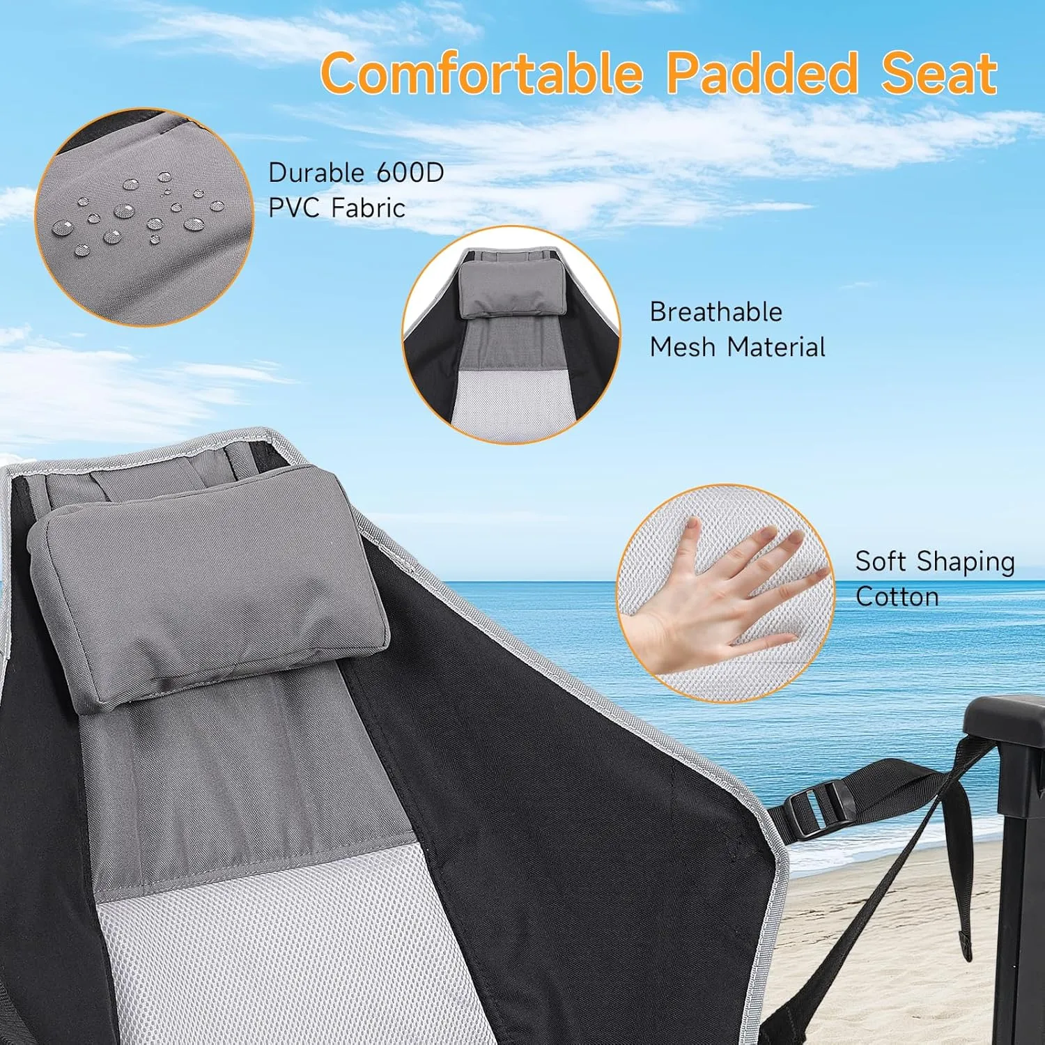 Hammock Chair Set of 2 with Adjustable Backrest, Foldable Swing Chair Outdoor with Headrest and Cup Holder, Stable Camping Chair with Padder Seat for Camping, Patio, Garden, and Indoors, Black