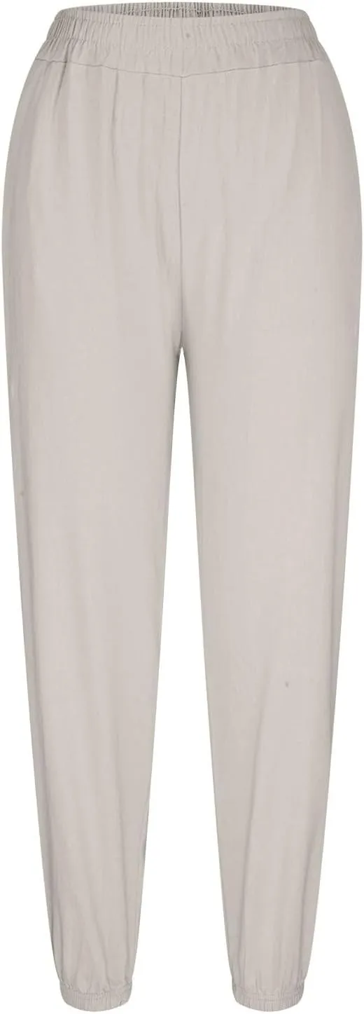Harem Pants Women High Waisted Baggy Wide Leg Trousers Cotton Linen Palazzo Pants with Pockets Summer Outfits for Women