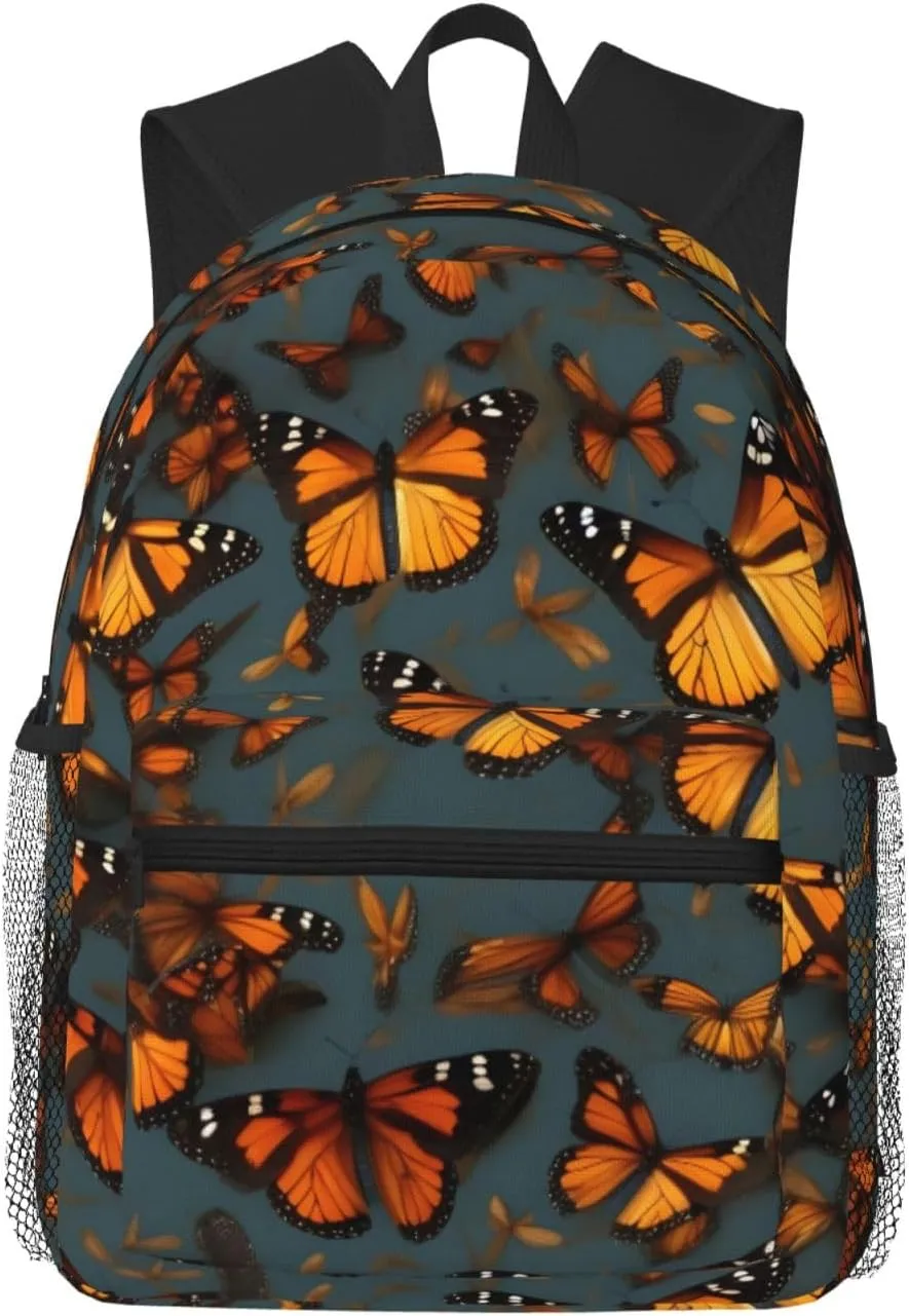 Heaps of Orange Monarch Butterflies Backpack Large Sports Bag, Best for Basketball, Soccer, Volleyball, Swim, Gym, Travel