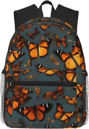Heaps of Orange Monarch Butterflies Backpack Large Sports Bag, Best for Basketball, Soccer, Volleyball, Swim, Gym, Travel