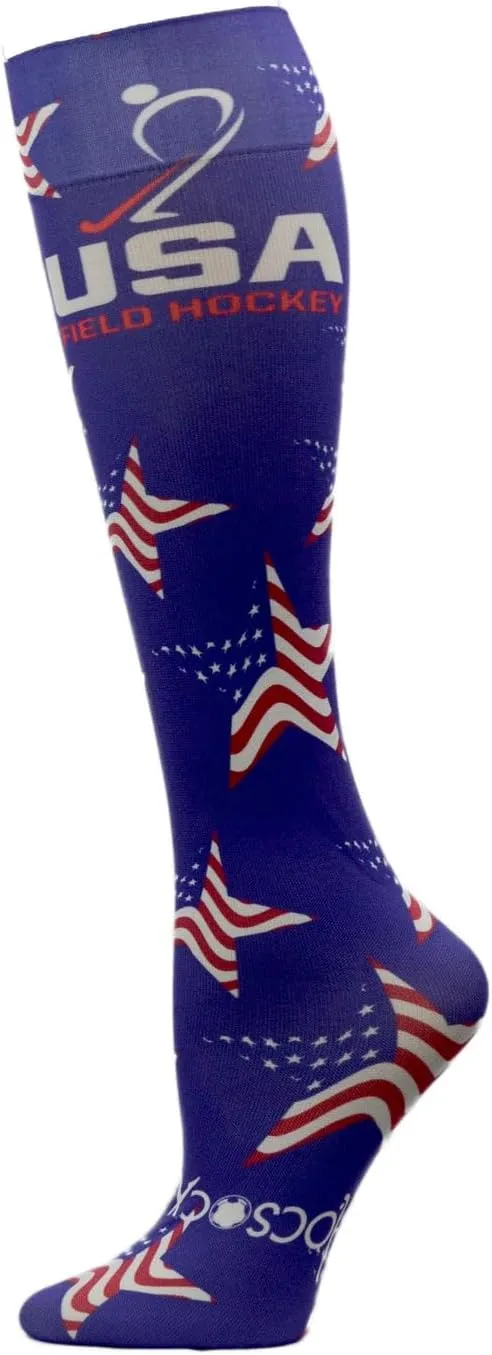 Hocsocx Team USA 2019 Socks Performance Liner Moisture-Wicking Protection for Field Hockey, Ice Hockey, and Soccer