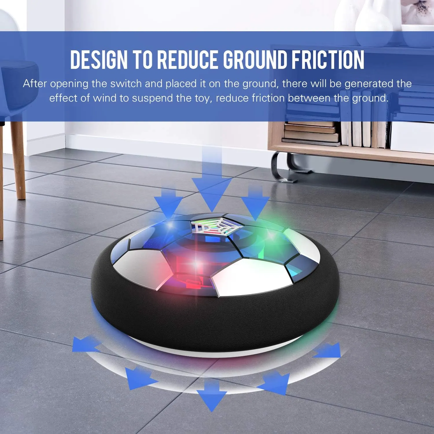 Hover Soccer Ball Boy Toy, Air Power Floating Hover Soccer with LED Light & Soft Foam Bumper, Kids Training Soccer Ball Indoor Outdoor Game, Birthday Gifts for Age 3 4 5 6-10 Years Old Boys Girls