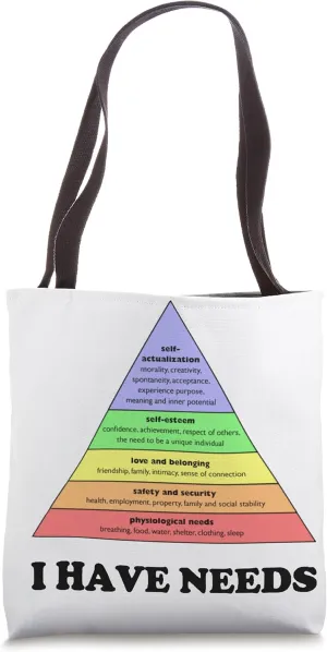 I have needs - Funny Maslow's hierarchy of needs Psychology Tote Bag
