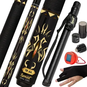 IgnatGames 2-Pieces Pool Cue Stick - 58" Canadian Maple Professional Billiard Pool Cues Sticks with Low Deflection Shaft - Hard Case, 3 in 1 Tip Maintenance Tool, 3 Finger Glove and Chalk Holder
