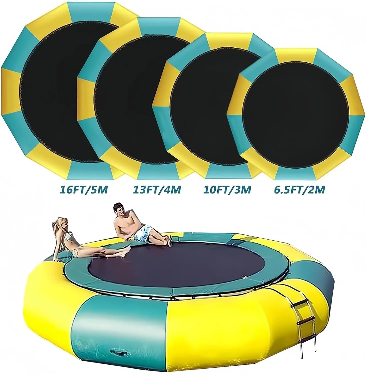 Inflatable Water Trampoline - PVC Inflatable Lake Trampoline with Slide with Slide/Tube/Jumping Pillow Bag Bouncing Platform, Water Bounce House,