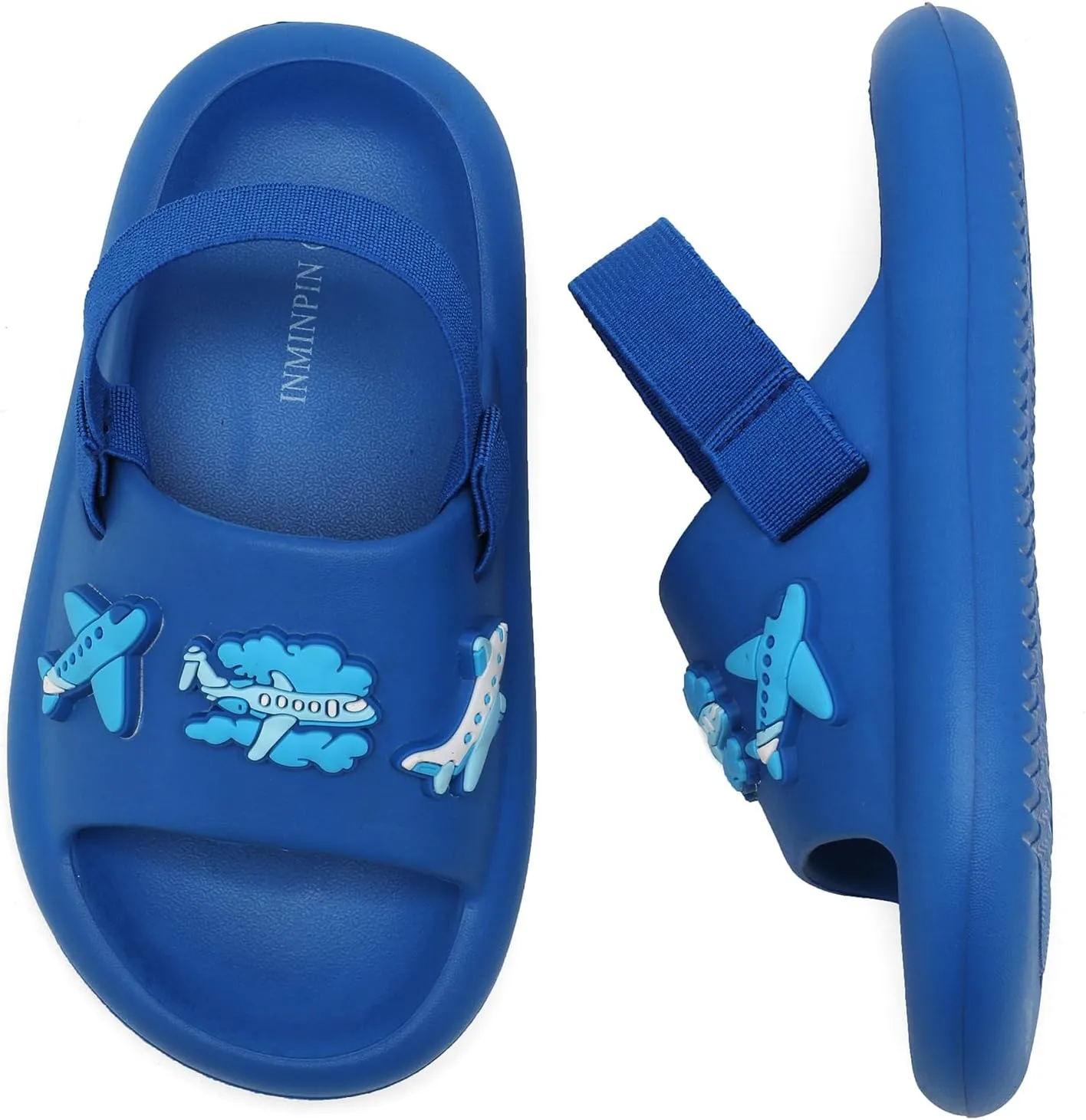 INMINPIN Toddler Boys Girls Slides Sandals Comfort Beach Pool Shower Slippers with Elastic Back Strap