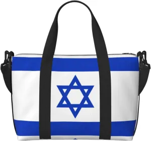 Israeli flag Hand-held travel bag, messenger casual handbag, suitable for work, travel, fitness, tourism, women's zipper storage bag,