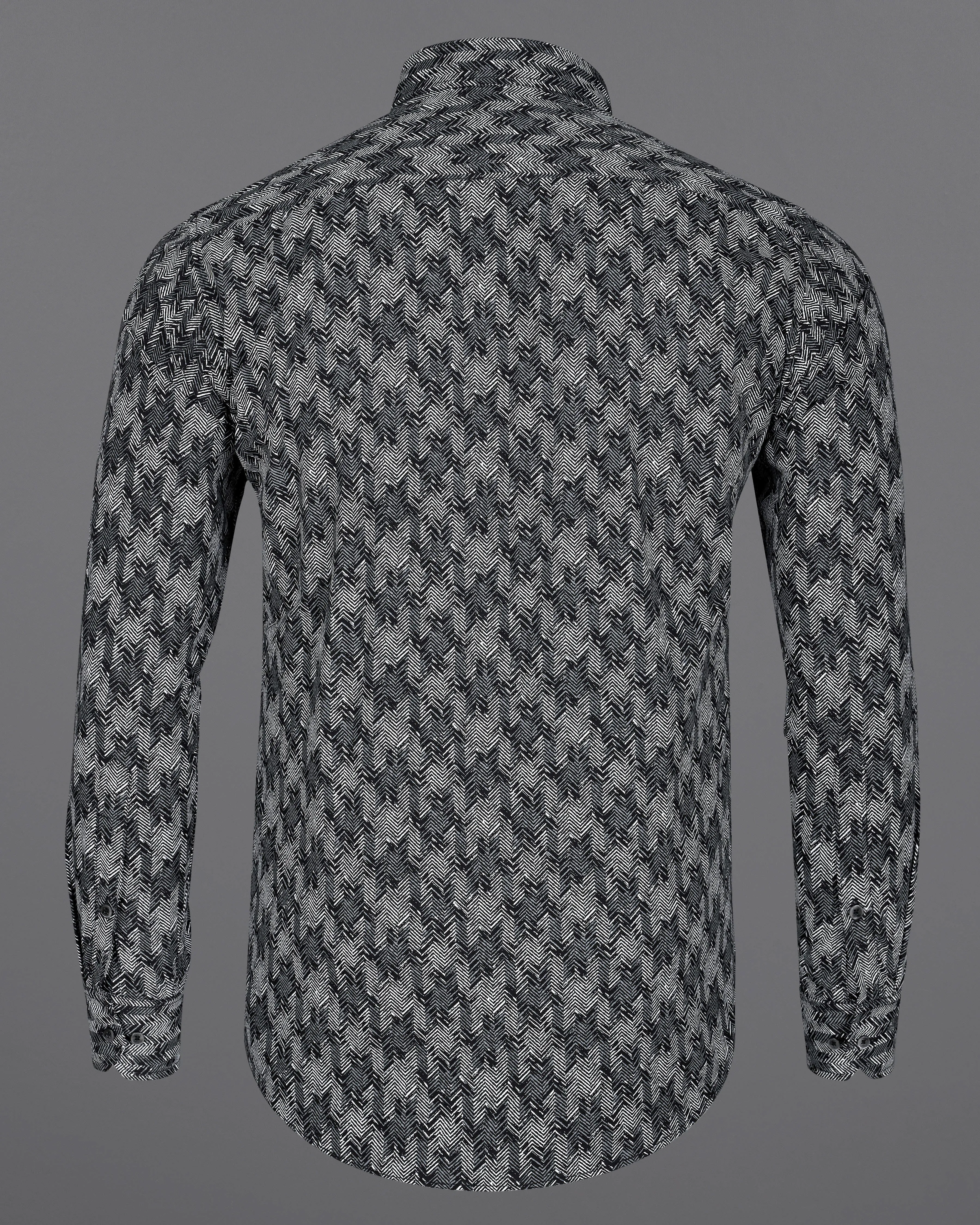 Jade Black with Gravel Gray Sanganeri Block Printed Royal Oxford Shirt