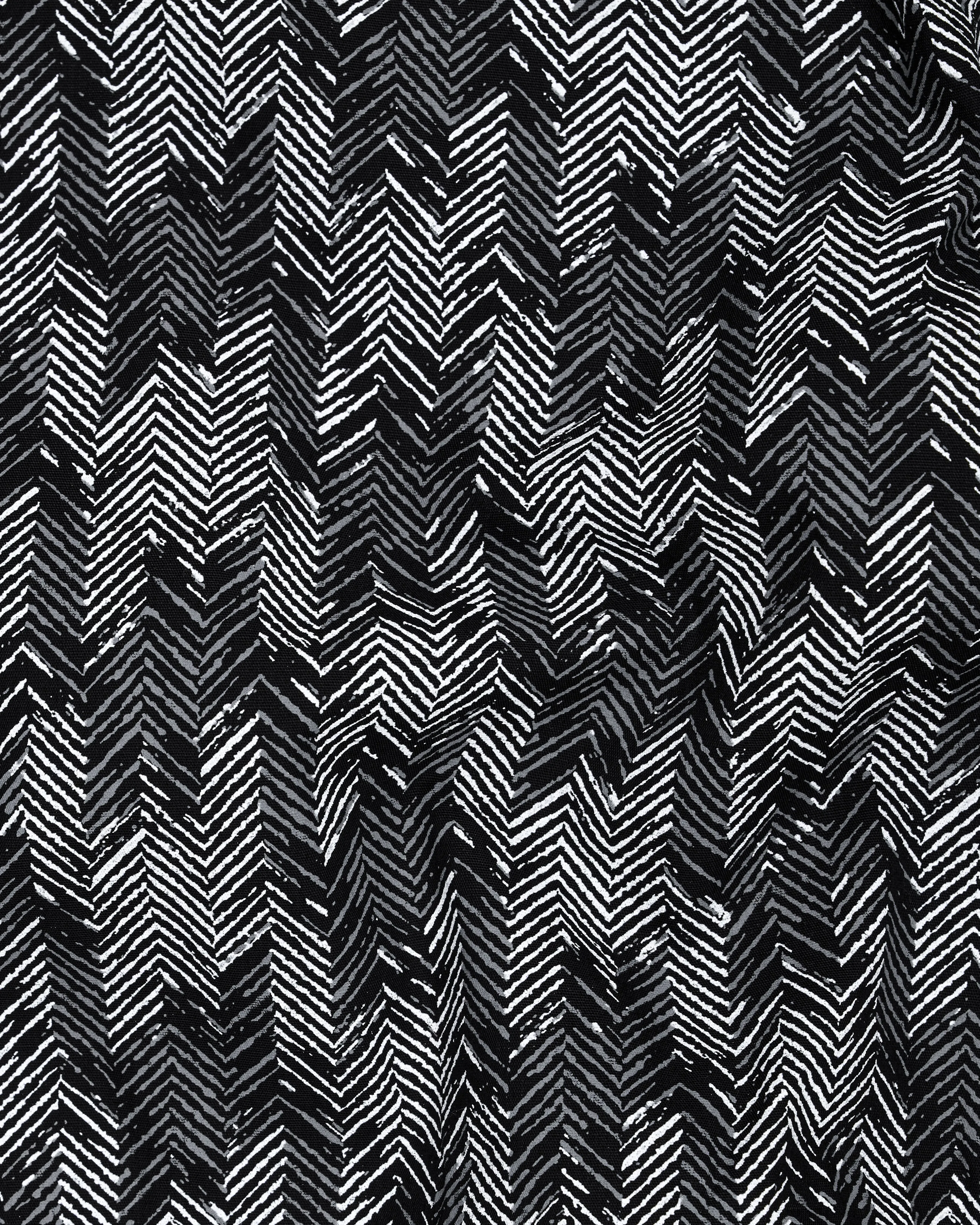 Jade Black with Gravel Gray Sanganeri Block Printed Royal Oxford Shirt