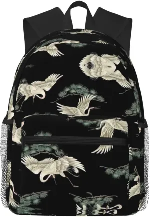 Japanese Crane & Pine Backpack Large Sports Bag, Best for Basketball, Soccer, Volleyball, Swim, Gym, Travel