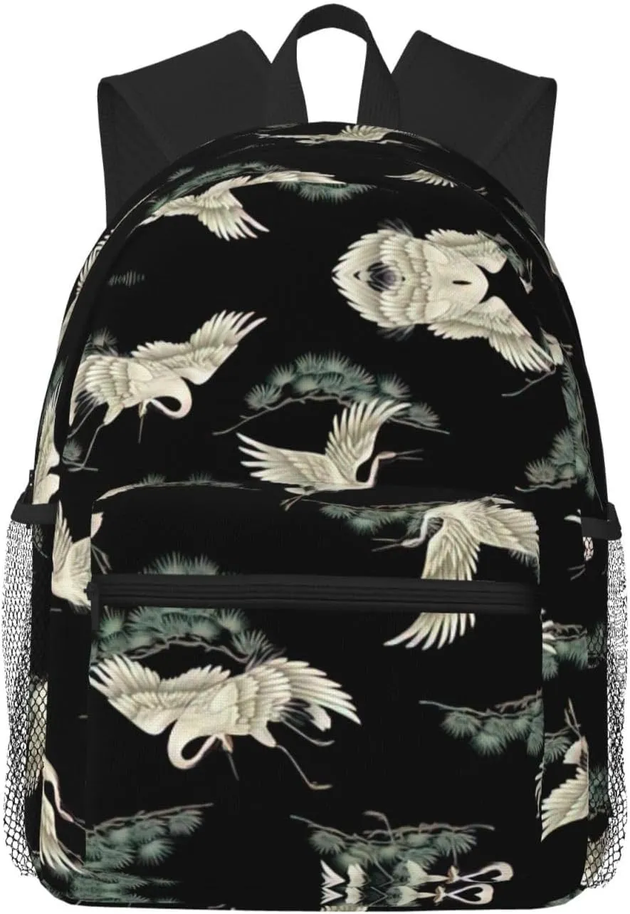 Japanese Crane & Pine Backpack Large Sports Bag, Best for Basketball, Soccer, Volleyball, Swim, Gym, Travel
