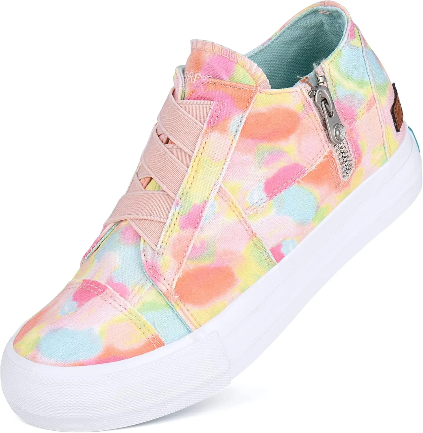 JENN ARDOR Wedge Sneakers for Women Fashion Canvas Shoes Casual Platform Hidden Heel Womens Slip On Sneaker Non Slip Side Zipper