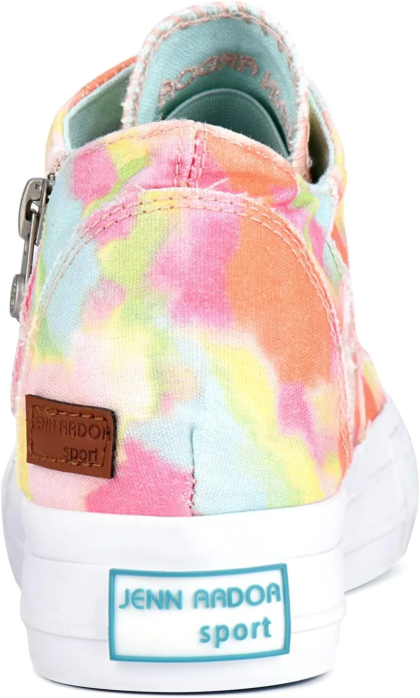 JENN ARDOR Wedge Sneakers for Women Fashion Canvas Shoes Casual Platform Hidden Heel Womens Slip On Sneaker Non Slip Side Zipper