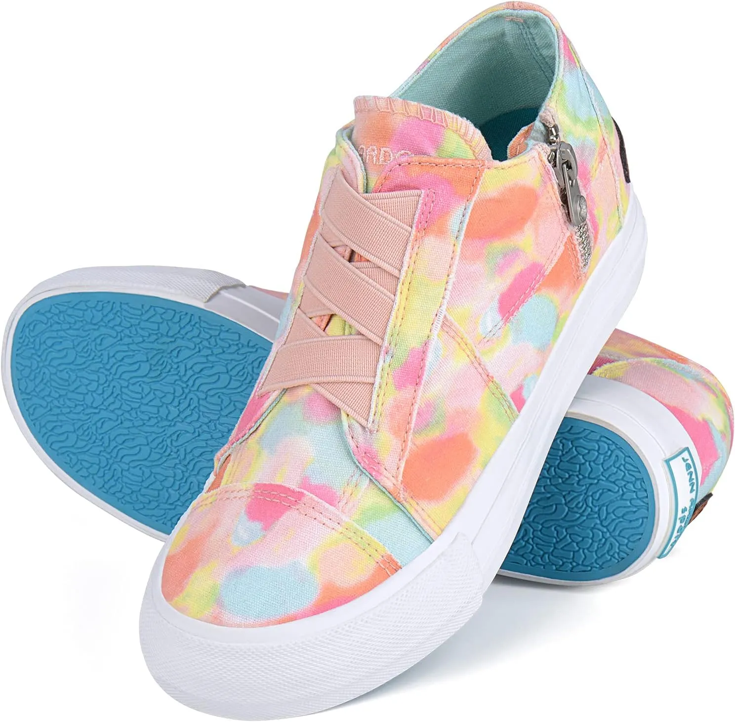 JENN ARDOR Wedge Sneakers for Women Fashion Canvas Shoes Casual Platform Hidden Heel Womens Slip On Sneaker Non Slip Side Zipper