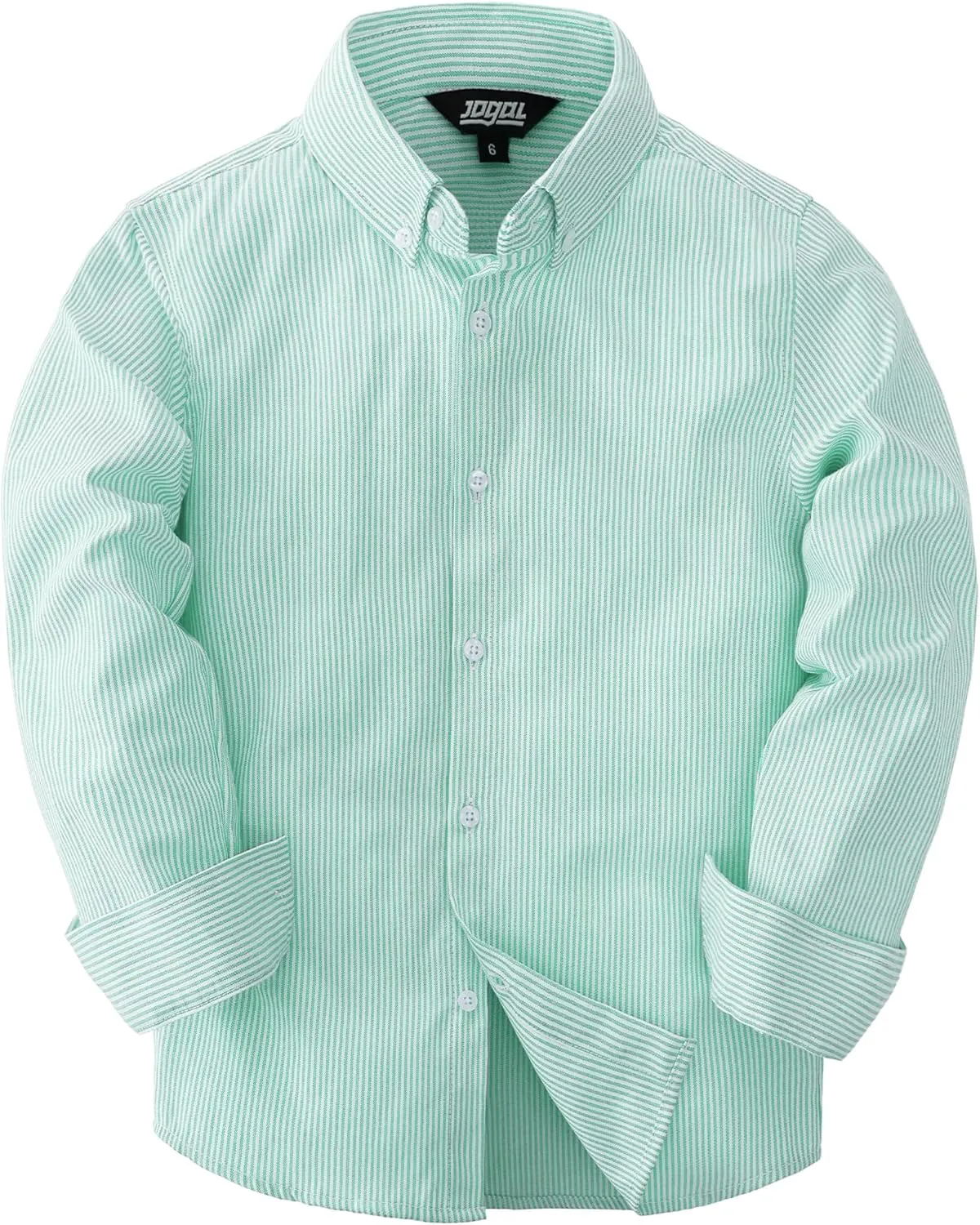 JOGAL Boys Long Sleeve Oxford Dress Shirts Casual Button Down Shirts Striped Tops for 6-14 Years