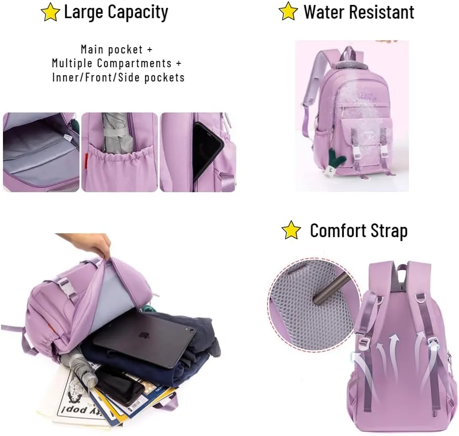 Kawaii Backpack with Cute Pendant Accessories Aesthetic Casual Travel Backpack Unisex 20L (pink)