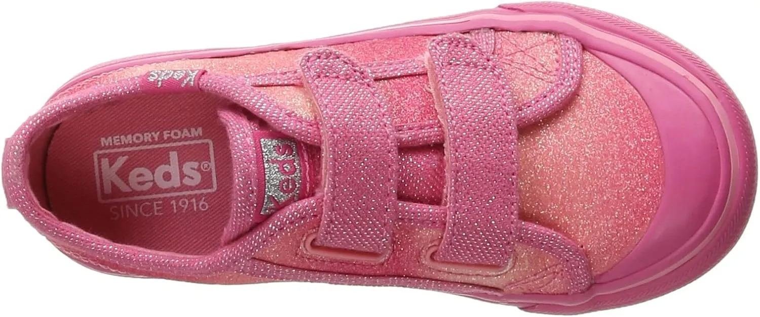 Keds Glittery Hook & Loop Sneaker (Toddler/Little Kid)