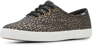 Keds Women's Champion Canvas Lace Up Sneaker, Black/Bronze Mini Dot, 10