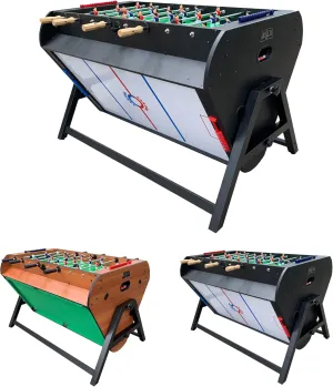 KICK Triplex 55″ Telescopic Rods 3-in-1 Swivel Multi Game Table - Combo Game Table Set - Billiards, Air-Hockey and a Foosball for Home, Game Room, Friends and Family!