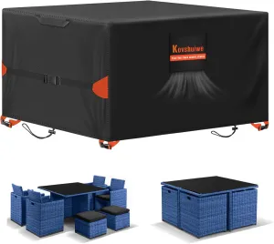 Kovshuiwe 54" Lx 54" Wx28 H Patio Furniture Covers, Outdoor Furniture Covers Waterproof, Tear-Resistant Patio Table and Chair Set Cover with Fastener Windproof Buckle Straps, Heavy Duty, 600D Oxford