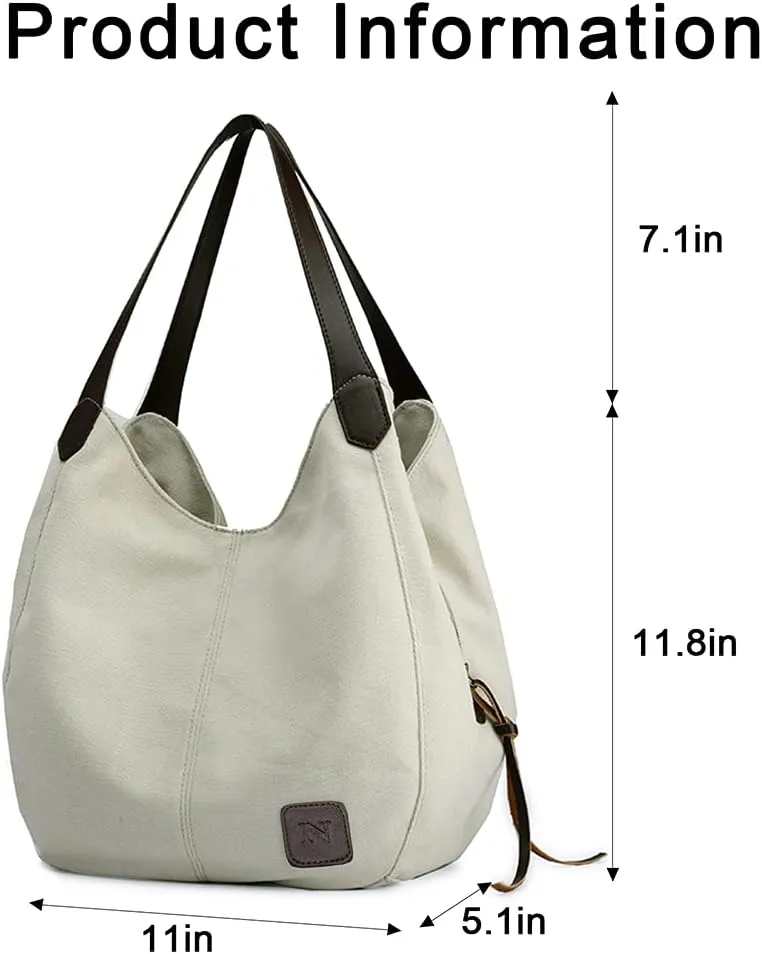 Large Canvas Tote Bag For Women Work With Pocket Summer Purses for Women
