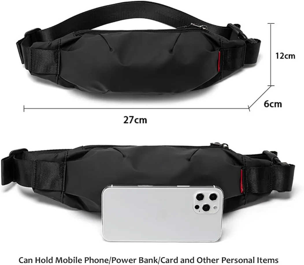 Large Crossbody Fanny Pack for Men Women, Mens Sling Bag Crossbody Purse Waterproof Sports Waist Pack Belt Bag Casual Shoulder Bag Wallet Sling Chest Pouch for Hiking Travel Walking Running, Black