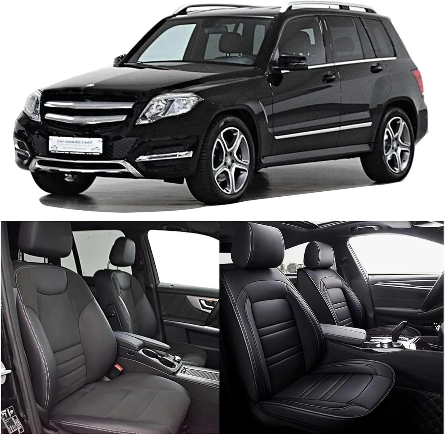Leather Car Seat Covers Fit for Ligier JS50 2000-2024, 5 Seats Comfortable Non-Slip Seat Covers, Nappa Leather Sport Seat Cover, Car Seat Cover Full Set, Luxury Seat Covers Fit(Black Headrest)