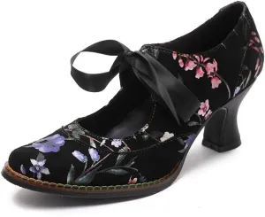 Leather Mary Jane Shoes,Womens Colorful Patchword Block Heel Pumps Vintage Mary Jane Shoes Mid Kitten Heel Pumps Shoes Ankle Strap Wedding Dress Evening Party Shoes