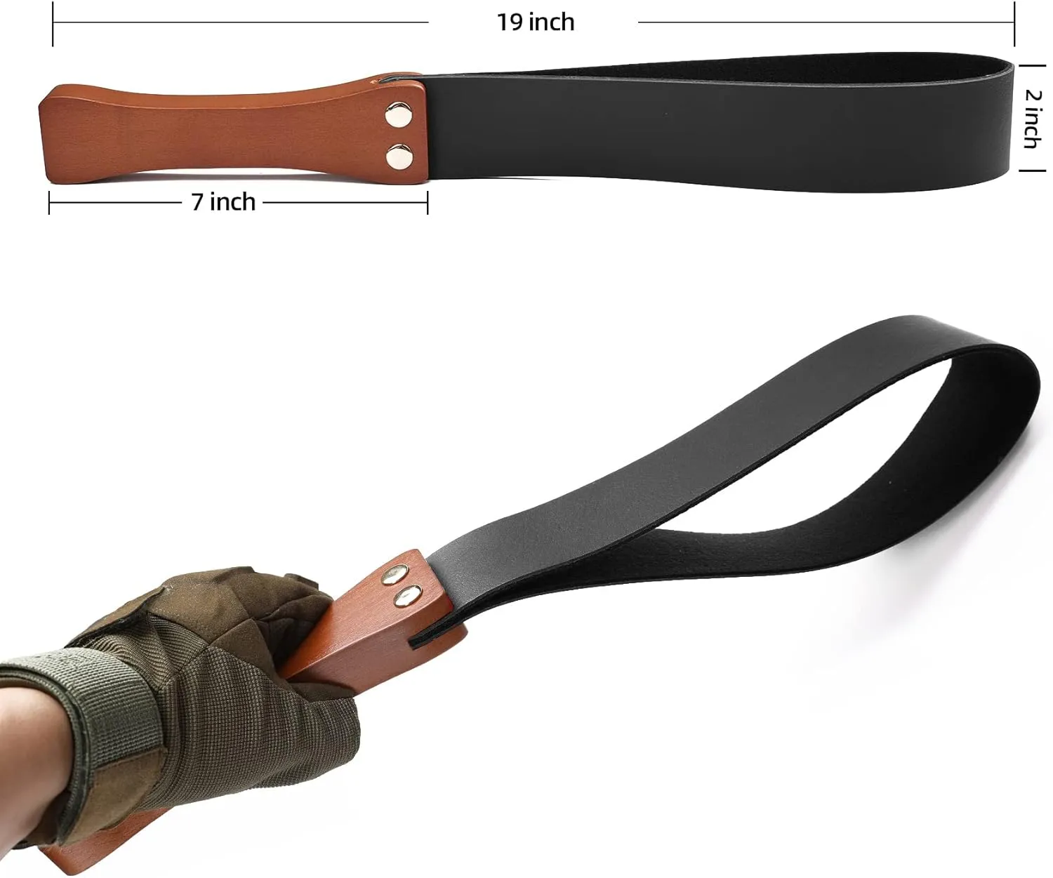 Leather Paddle with Anti-Slip Wooden Handle, Riding Crop for Horses, 19'' Equestrianism Crops