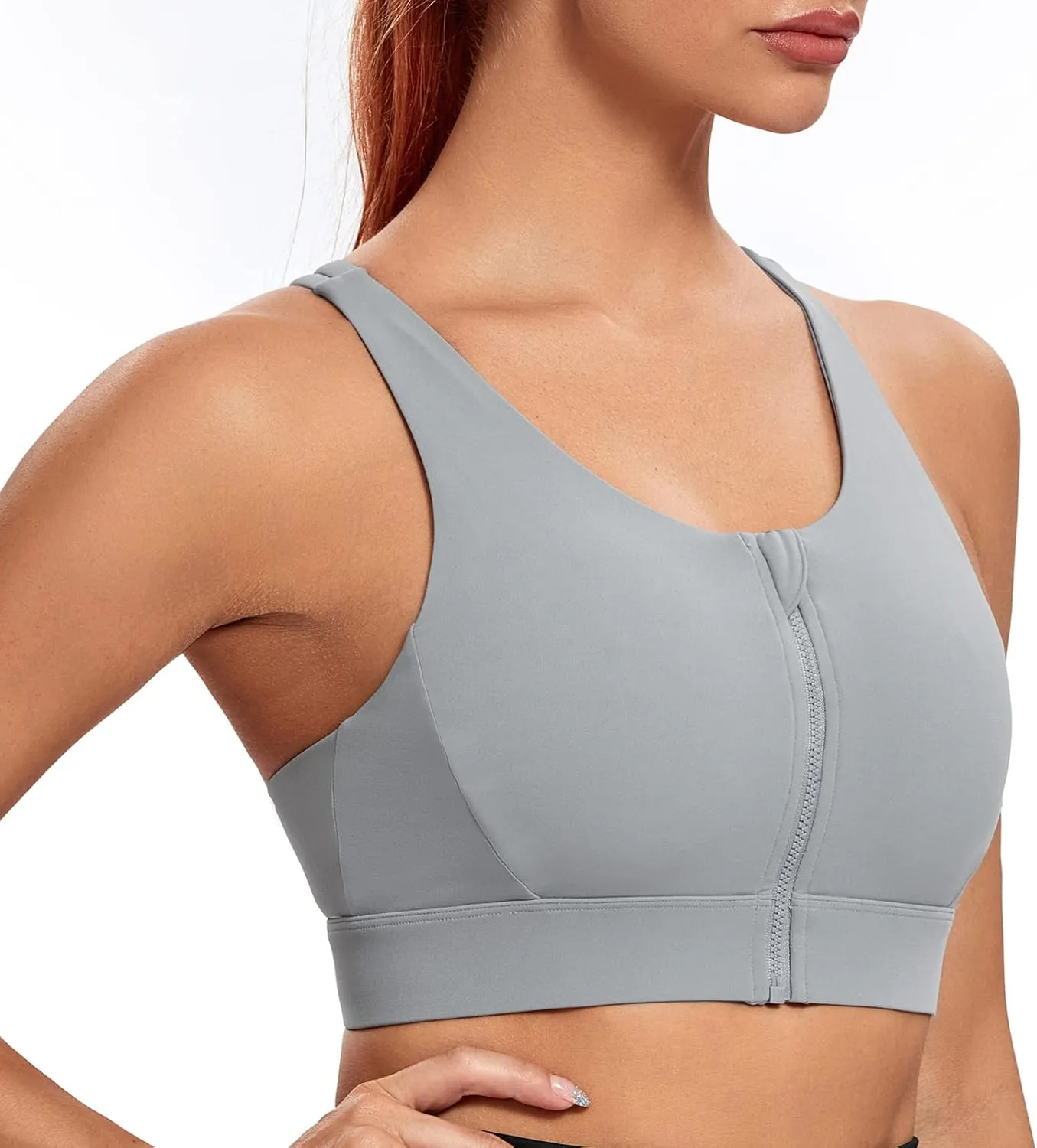 Lemedy Zipper in Front Sports Bra for Women Yoga Workout Crop Tank Top