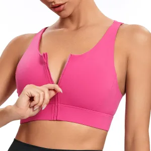 Lemedy Zipper in Front Sports Bra for Women Yoga Workout Crop Tank Top