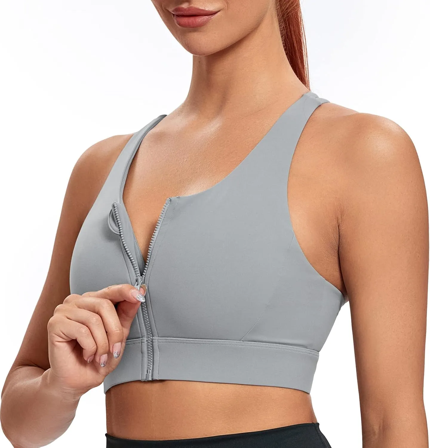 Lemedy Zipper in Front Sports Bra for Women Yoga Workout Crop Tank Top