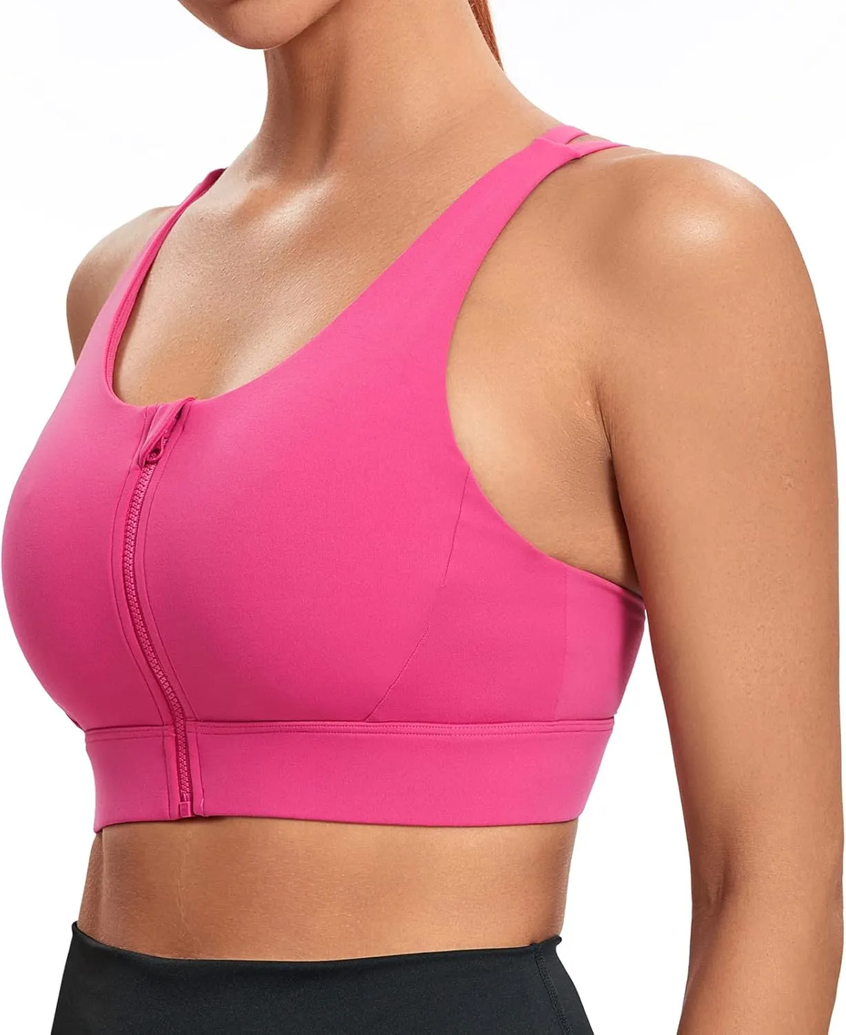 Lemedy Zipper in Front Sports Bra for Women Yoga Workout Crop Tank Top