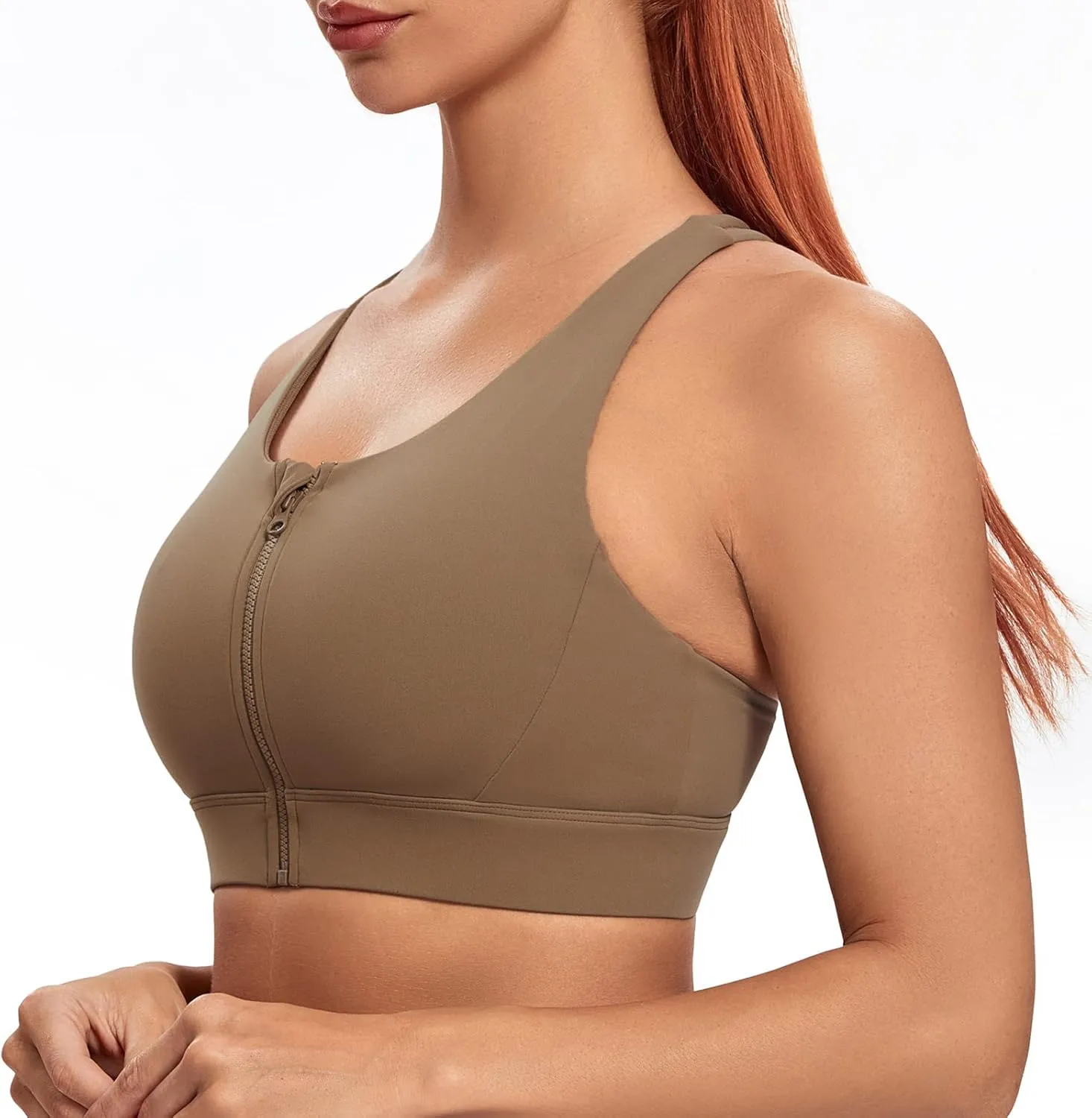 Lemedy Zipper in Front Sports Bra for Women Yoga Workout Crop Tank Top