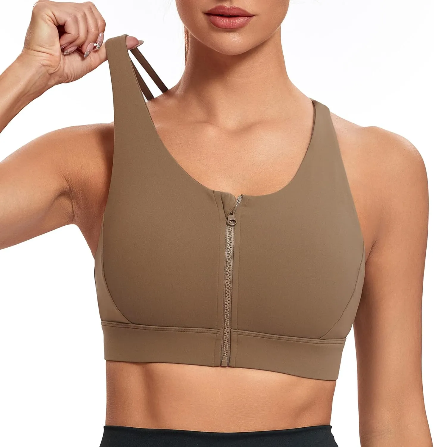 Lemedy Zipper in Front Sports Bra for Women Yoga Workout Crop Tank Top