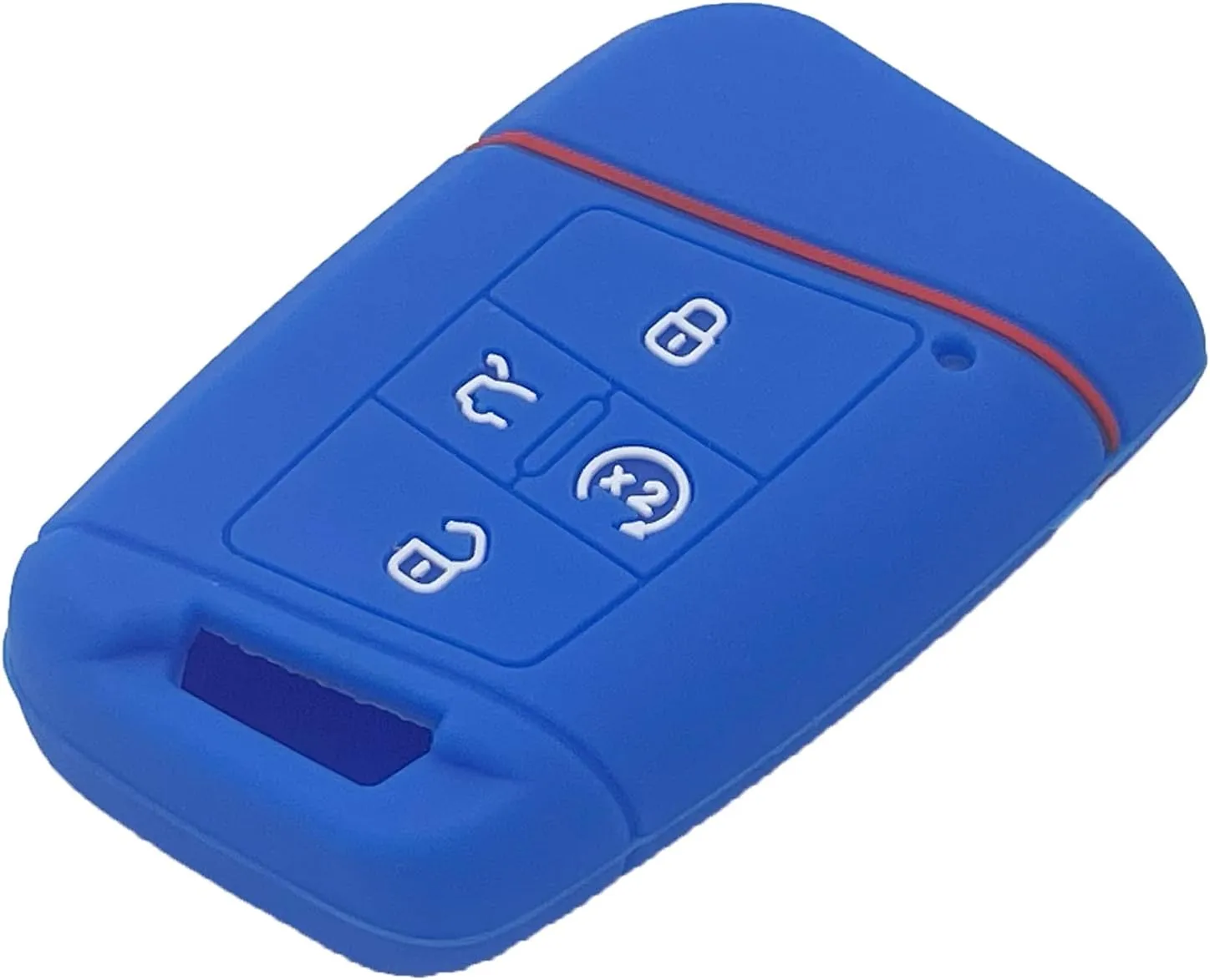 LemSa 2pcs Silicone 4 Buttons Smart Key Fob Cover Remote Keyless Entry Bag Compatible with 2021 2020 2019 VW Volkswagen Tiguan Atlas Jetta Passat Golf Alltrack Push Start, Black Blue