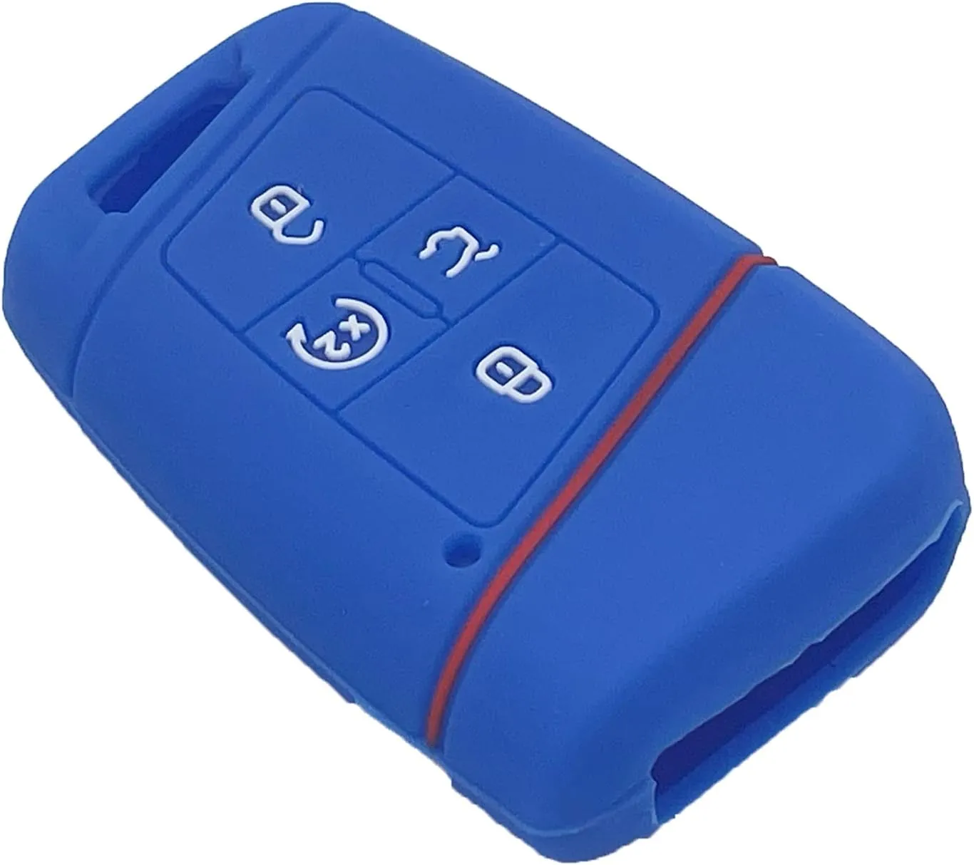 LemSa 2pcs Silicone 4 Buttons Smart Key Fob Cover Remote Keyless Entry Bag Compatible with 2021 2020 2019 VW Volkswagen Tiguan Atlas Jetta Passat Golf Alltrack Push Start, Black Blue