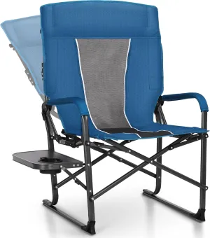 LET'S CAMP Oversized Reclining Director Chair 43.7" High Back with Side Table,Heavy Duty Camping Chair for Adults,Supports Up to 300lbs