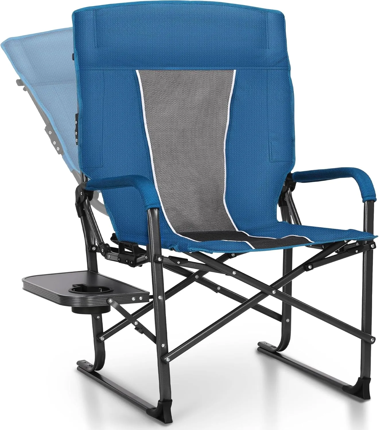 LET'S CAMP Oversized Reclining Director Chair 43.7" High Back with Side Table,Heavy Duty Camping Chair for Adults,Supports Up to 300lbs
