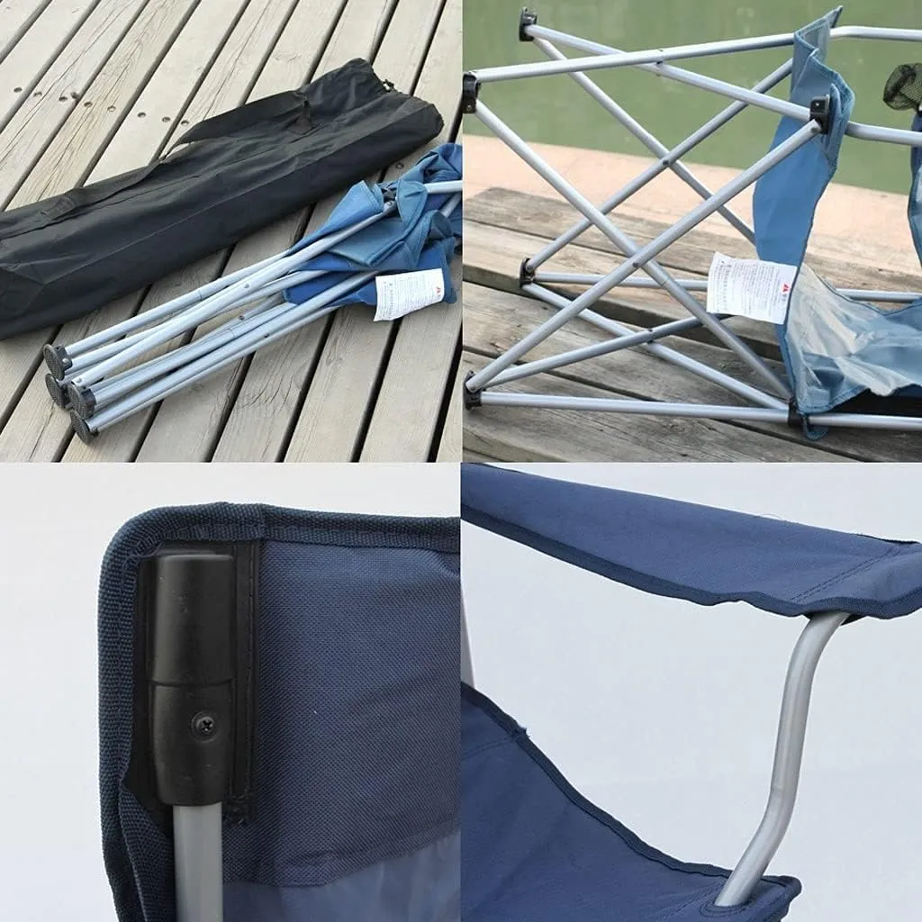 Lightweight Camping Chair Padded Camping Chairs Outdoor Folding Armchair with Cup Holder Beach Fishing Chair Portable Leisure High Backrest Chair Outdoor Hiking (Color : Black)