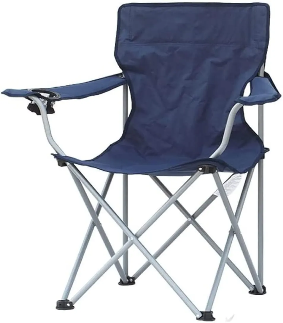 Lightweight Camping Chair Padded Camping Chairs Outdoor Folding Armchair with Cup Holder Beach Fishing Chair Portable Leisure High Backrest Chair Outdoor Hiking (Color : Blue)